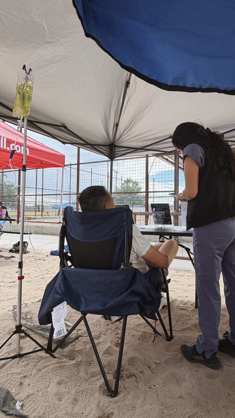 Flowstate IV Therapy setup at a volleyball tournament